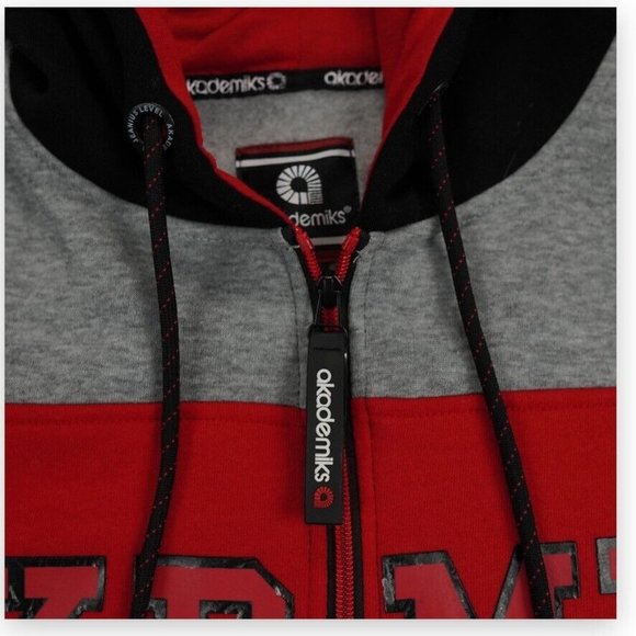 Akademiks Jacket Mens Large Black Red Color Block College‎ Y2K Streetwear - Picture 7 of 8